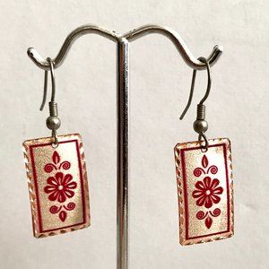 Mediterranean Earrings, etched, enamel, copper, hypo-allergenic